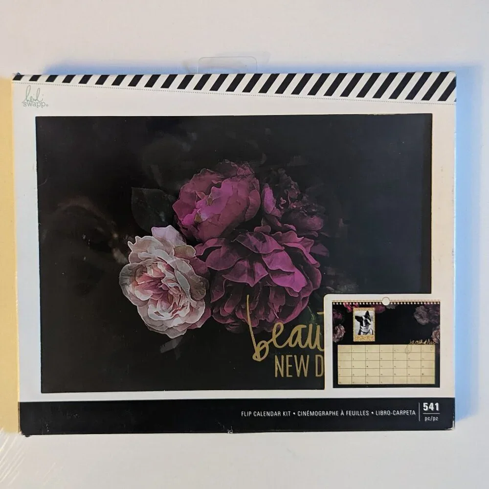 NWT Heidi Swapp 'Beautiful New Day' Roses Floral Undated Desk Flip Calendar NEW